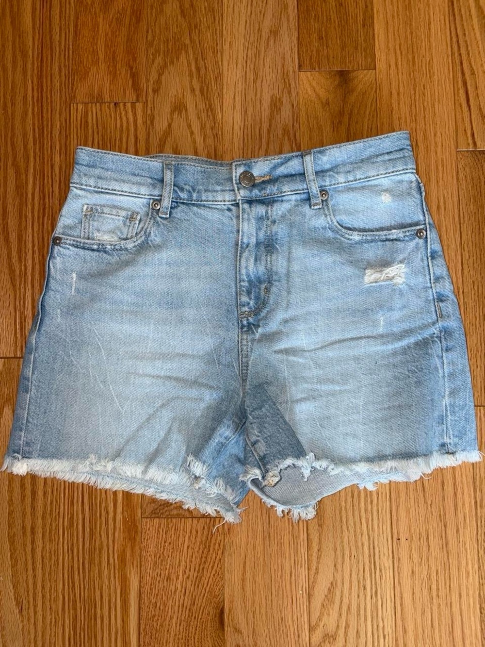LOFT Light Blue Denim Cutoff Shorts with Frayed Hem